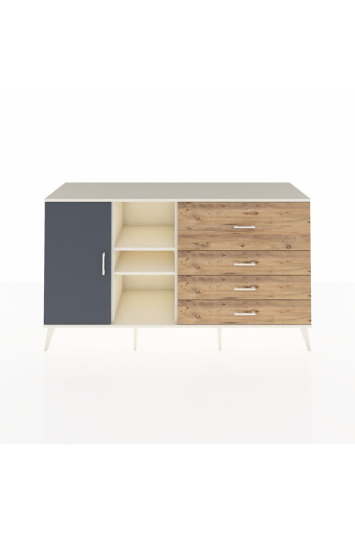 Kronos Konsol 4 Raflı 4 Çekmeceli 1 Kapaklı 176 x 59 x 99 cm Aytaşı - Antrasit - Çam