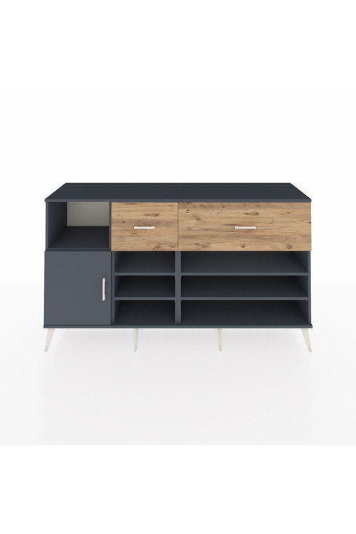 Kronos Konsol 6 Raflı 2 Çekmeceli 1 Kapaklı 176 x 59 x 99 cm Antrasit - Antrasit - Çam