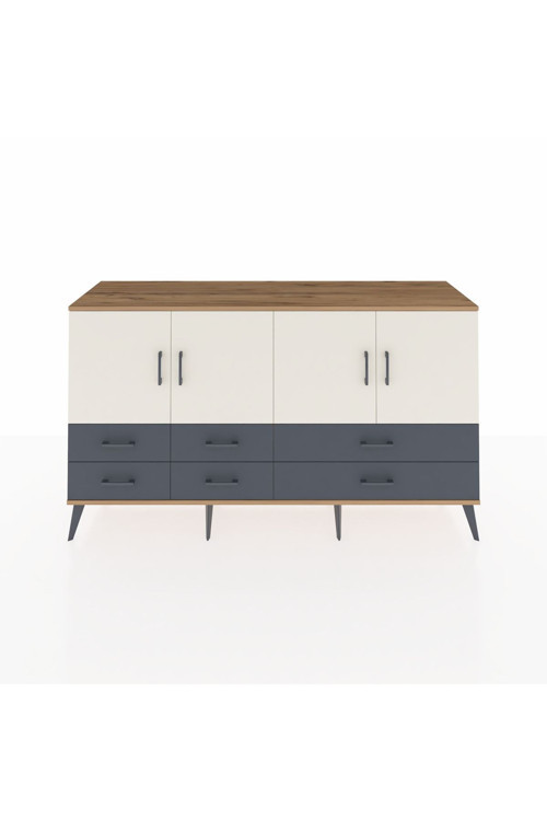Kronos Konsol 6 Raflı 6 Çekmeceli 4 Kapaklı 176 x 59 x 99 cm Çam - Aytaşı - Antrasit