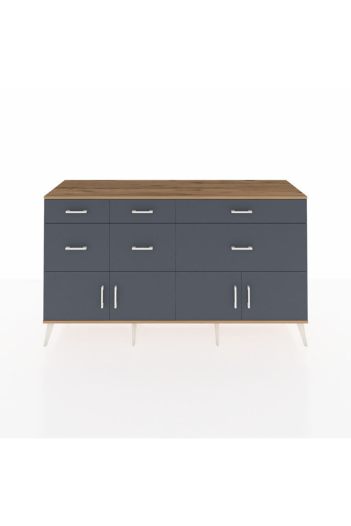 Kronos Konsol 1 Raflı 6 Çekmeceli 4 Kapaklı 176 x 59 x 99 cm Çam - Antrasit