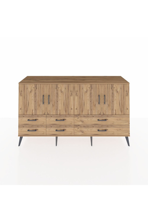 Kronos Konsol 6 Raflı 6 Çekmeceli 4 Kapaklı 176 x 59 x 99 cm Çam - Çam