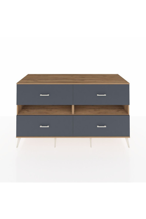 Kronos Konsol 2 Raflı 4 Çekmeceli 176x59x99 Çam-Çam/Antrasit