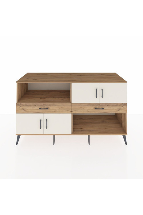 Kronos Konsol 3 Raflı 2 Çekmeceli 4 Kapaklı 176x59x99 Çam-Aytaşı/Çam