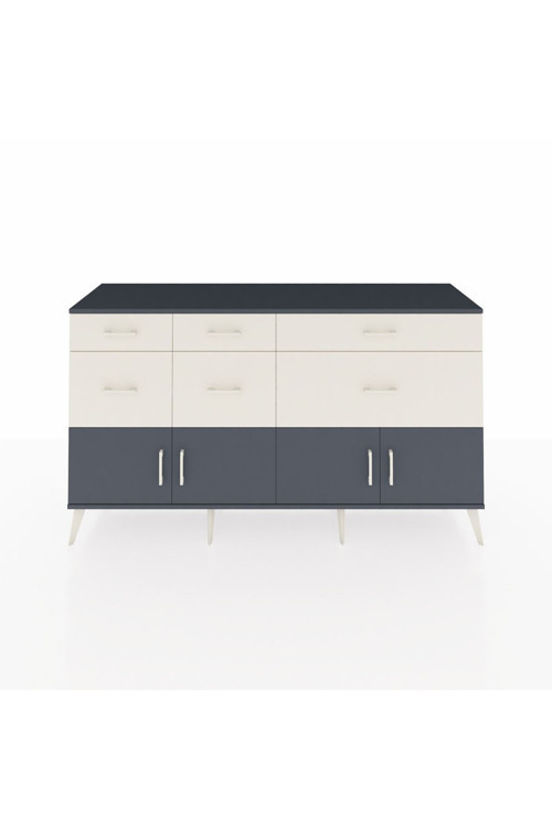 Kronos Konsol 1 Raflı 6 Çekmeceli 4 Kapaklı 176 x 59 x 99 cm Antrasit - Antrasit - Aytaşı