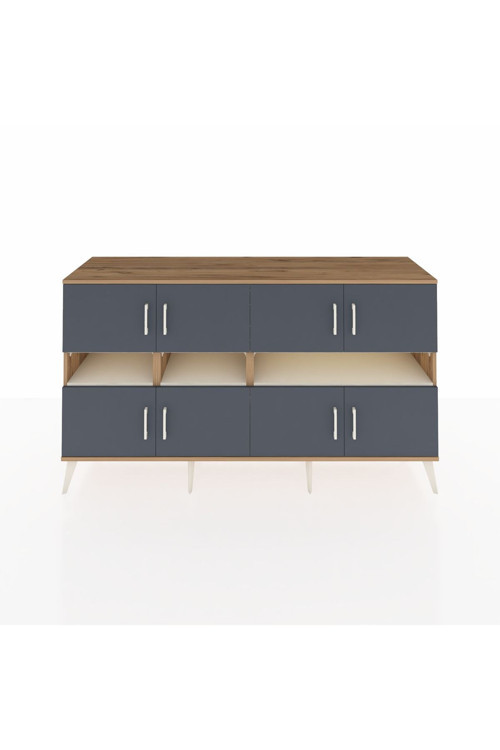 Kronos Konsol 8 Raflı 8 Kapaklı 176 x 59 x 99 cm Çam - Antrasit - Aytaşı