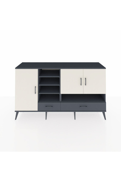 Kronos Konsol 8 Raflı 2 Çekmeceli 3 Kapaklı 176 x 59 x 99 cm Antrasit - Aytaşı - Antrasit