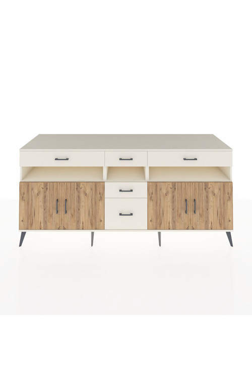 Kronos Konsol 5 Raflı 5 Çekmeceli 4 Kapaklı 220 x 59 x 99 cm Aytaşı - Çam - Aytaşı