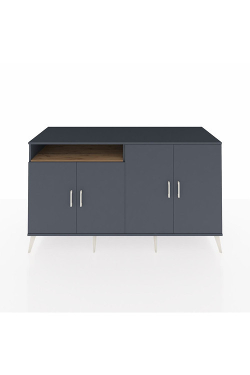 Kronos Konsol 4 Raflı 4 Kapaklı 176x59x99 Antrasit-Antrasit/Çam