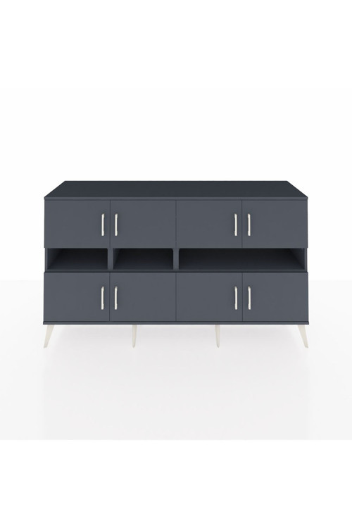 Kronos Konsol 8 Raflı 8 Kapaklı 176 x 59 x 99 cm Antrasit - Antrasit