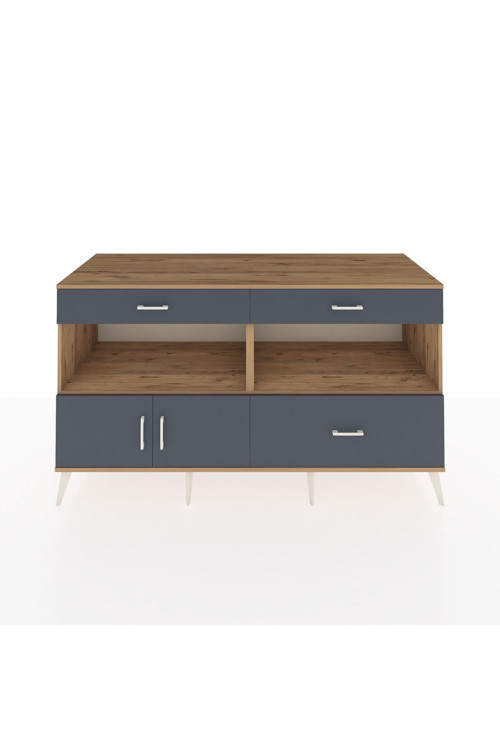 Kronos Konsol 2 Raflı 3 Çekmeceli 2 Kapaklı 176x59x99 Çam-Antrasit