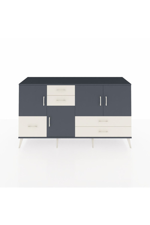 Kronos Konsol 4 Raflı 5 Çekmeceli 4 Kapaklı 176 x 59 x 99 cm Antrasit - Antrasit - Aytaşı