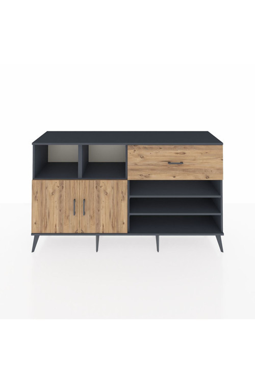 Kronos Konsol 6 Raflı 1 Çekmeceli 2 Kapaklı 176 x 59 x 99 cm Antrasit - Çam