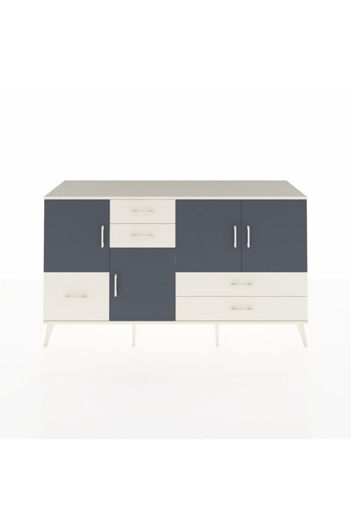 Kronos Konsol 4 Raflı 5 Çekmeceli 4 Kapaklı 176 x 59 x 99 cm Aytaşı - Antrasit - Aytaşı