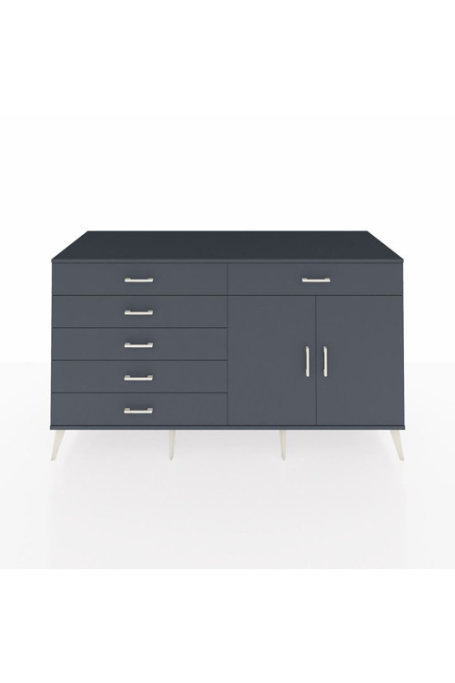 Kronos Konsol 1 Raflı 6 Çekmeceli 2 Kapaklı 176 x 59 x 99 cm Antrasit - Antrasit