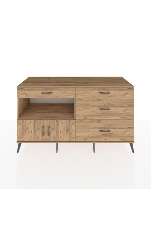 Kronos Konsol 1 Raflı 4 Çekmeceli 2 Kapaklı 176 x 59 x 99 cm Çam - Çam