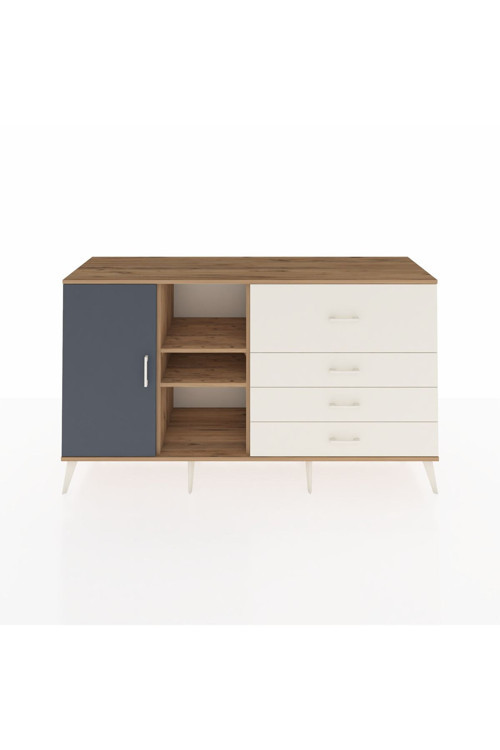 Kronos Konsol 4 Raflı 4 Çekmeceli 1 Kapaklı 176 x 59 x 99 cm Çam - Antrasit - Aytaşı