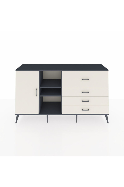 Kronos Konsol 4 Raflı 4 Çekmeceli 1 Kapaklı 176 x 59 x 99 cm Antrasit - Aytaşı