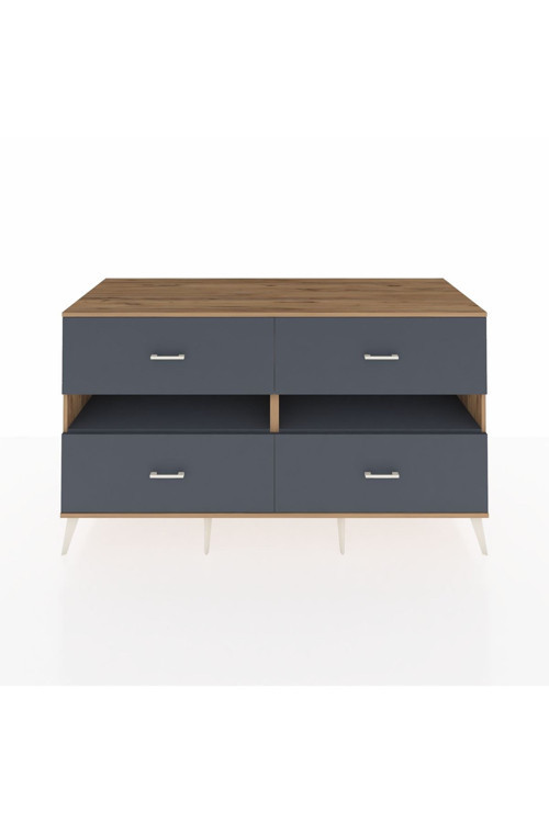 Kronos Konsol 2 Raflı 4 Çekmeceli 176x59x99 Çam-Antrasit