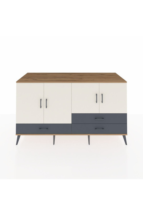 Kronos Konsol 5 Raflı 3 Çekmeceli 4 Kapaklı 176 x 59 x 99 cm Çam - Aytaşı - Antrasit