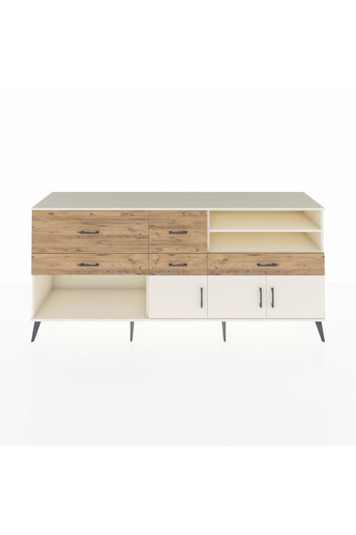 Hyperion Konsol 4 Raflı 5 Çekmeceli 3 Kapaklı 220 x 44 x 99 cm Aytaşı - Aytaşı - Çam