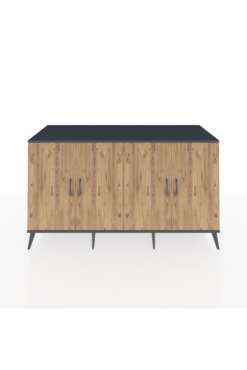 Kronos Konsol 4 Raflı 4 Kapaklı 176 x 59 x 99 cm Antrasit - Çam - Aytaşı