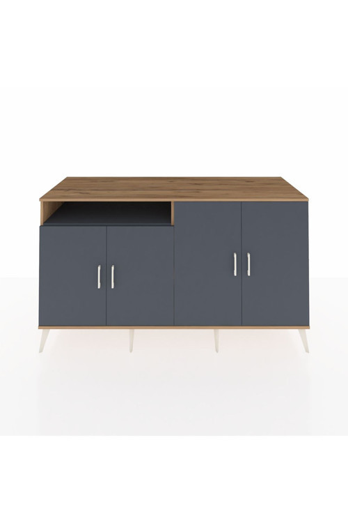 Kronos Konsol 4 Raflı 4 Kapaklı 176x59x99 Çam-Antrasit