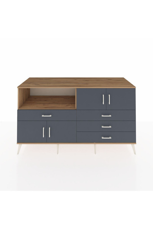 Kronos Konsol 2 Raflı 4 Çekmeceli 4 Kapaklı 176 x 59 x 99 cm Çam - Antrasit