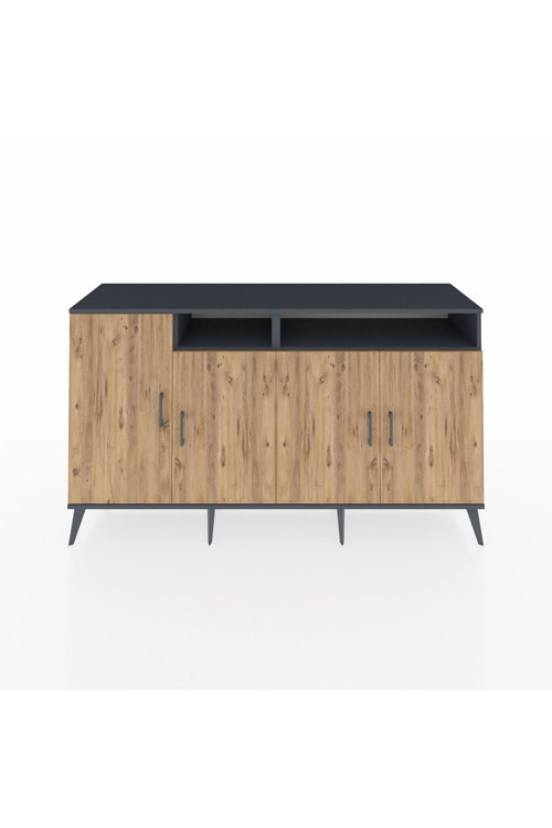 Kronos Konsol 6 Raflı 4 Kapaklı 176 x 59 x 99 cm Antrasit - Çam - Antrasit
