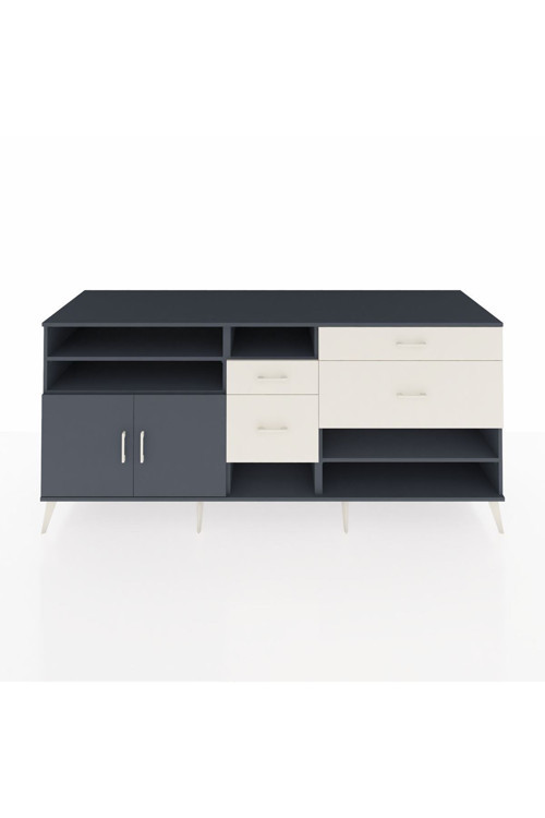 Kronos Konsol 5 Raflı 4 Çekmeceli 2 Kapaklı 220 x 59 x 99 cm Antrasit - Antrasit - Aytaşı