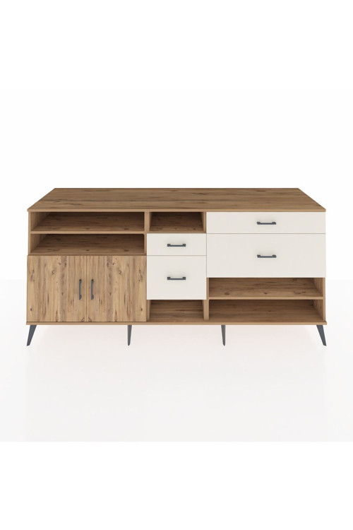 Kronos Konsol 5 Raflı 4 Çekmeceli 2 Kapaklı 220 x 59 x 99 cm Çam - Çam - Aytaşı