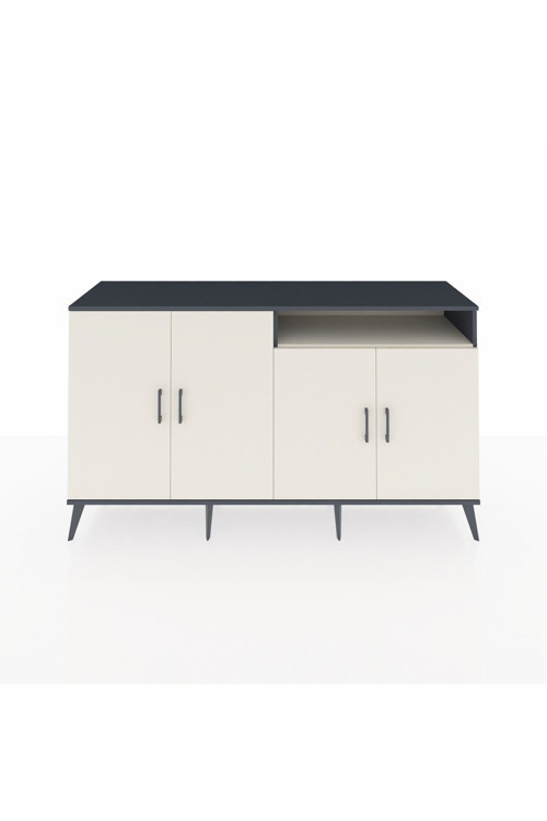 Kronos Konsol 6 Raflı 4 Kapaklı 176x59x99 Antrasit-Aytaşı