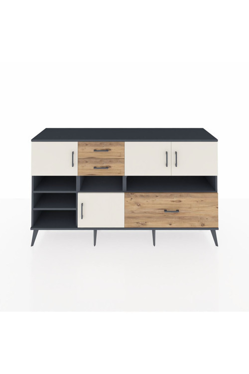 Kronos Konsol 7 Raflı 3 Çekmeceli 4 Kapaklı 176 x 59 x 99 cm Antrasit - Aytaşı - Çam