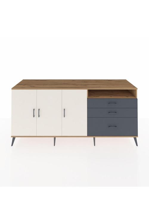 Kronos Konsol 3 Raflı 3 Çekmeceli 3 Kapaklı 220 x 59 x 99 cm Çam - Aytaşı - Antrasit