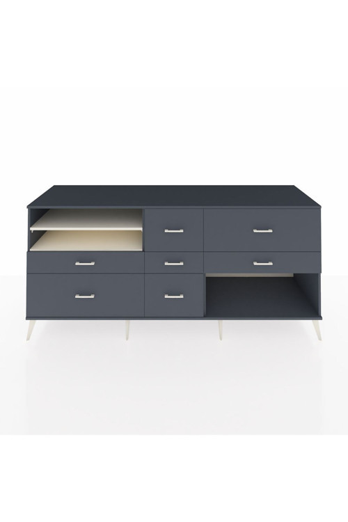 Kronos Konsol 2 Raflı 7 Çekmeceli 220 x 59 x 99 cm Antrasit - Aytaşı - Antrasit