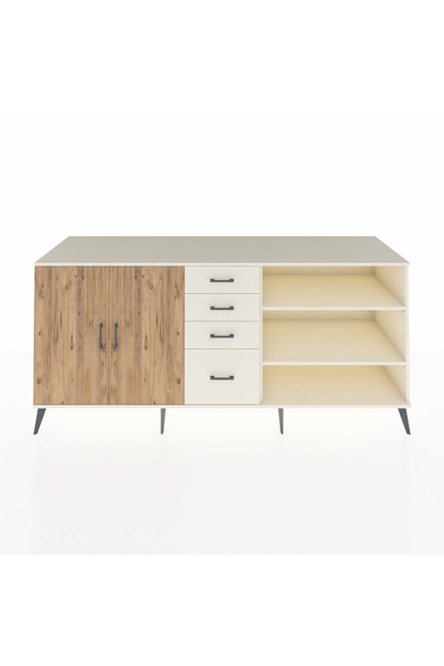 Kronos Konsol 3 Raflı 4 Çekmeceli 2 Kapaklı 220 x 59 x 99 cm Aytaşı - Çam - Aytaşı