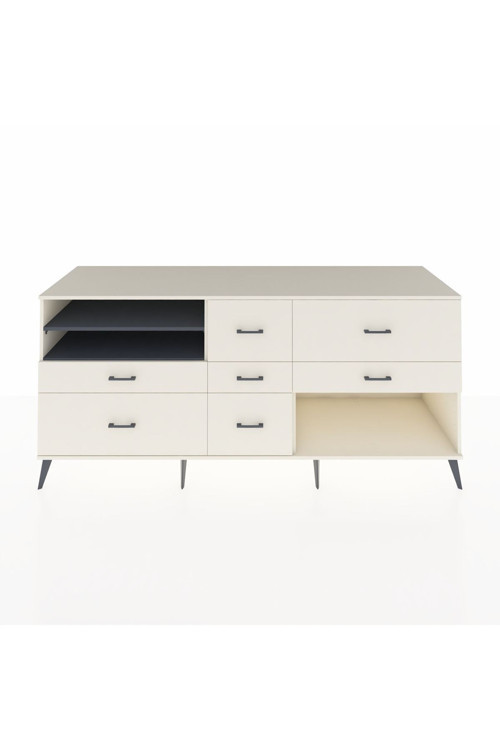 Kronos Konsol 2 Raflı 7 Çekmeceli 220 x 59 x 99 cm Aytaşı - Antrasit - Aytaşı