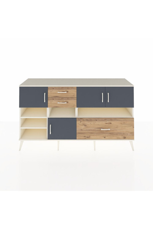 Kronos Konsol 7 Raflı 3 Çekmeceli 4 Kapaklı 176 x 59 x 99 cm Aytaşı - Antrasit - Çam
