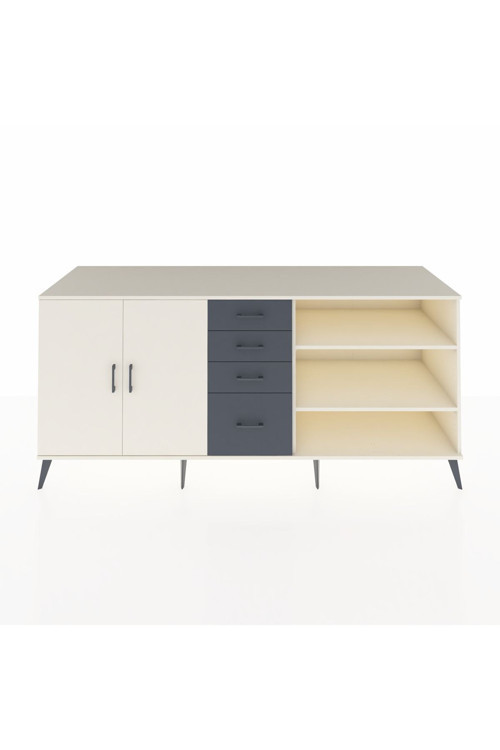Kronos Konsol 3 Raflı 4 Çekmeceli 2 Kapaklı 220 x 59 x 99 cm Aytaşı - Aytaşı - Antrasit