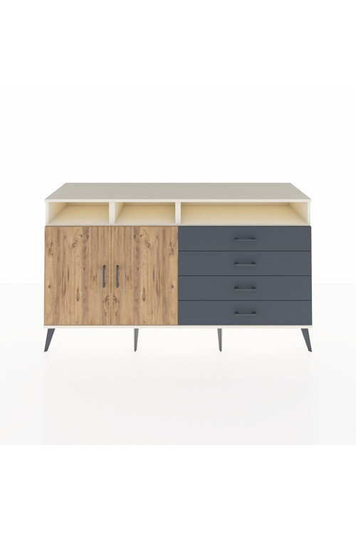 Kronos Konsol 5 Raflı 4 Çekmeceli 2 Kapaklı 176 x 59 x 99 cm Aytaşı - Çam - Antrasit