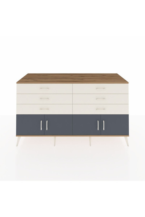 Kronos Konsol 2 Raflı 6 Çekmeceli 4 Kapaklı 176x59x99 Çam-Antrasit/Aytaşı