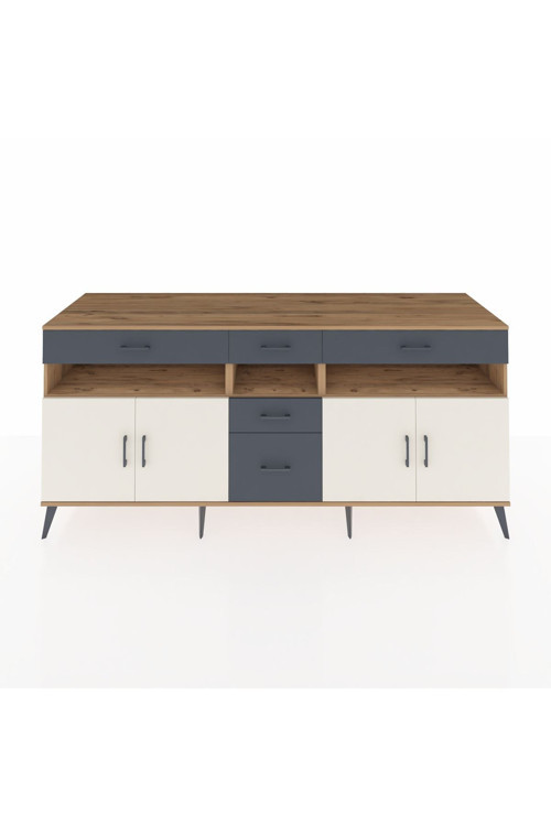 Kronos Konsol 5 Raflı 5 Çekmeceli 4 Kapaklı 220 x 59 x 99 cm Çam - Aytaşı - Antrasit