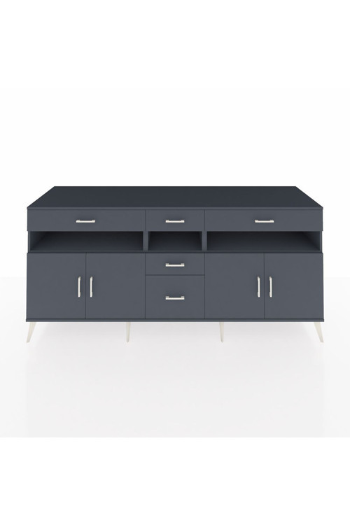 Kronos Konsol 5 Raflı 5 Çekmeceli 4 Kapaklı 220 x 59 x 99 cm Antrasit - Antrasit - Antrasit