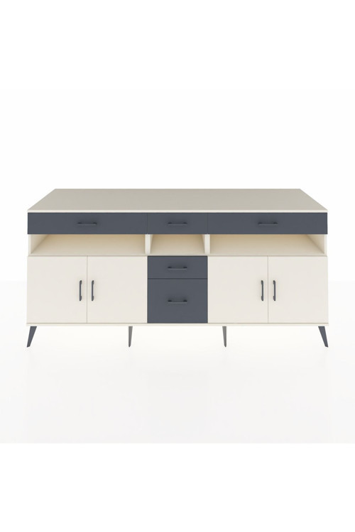 Kronos Konsol 5 Raflı 5 Çekmeceli 4 Kapaklı 220 x 59 x 99 cm Aytaşı - Aytaşı - Antrasit