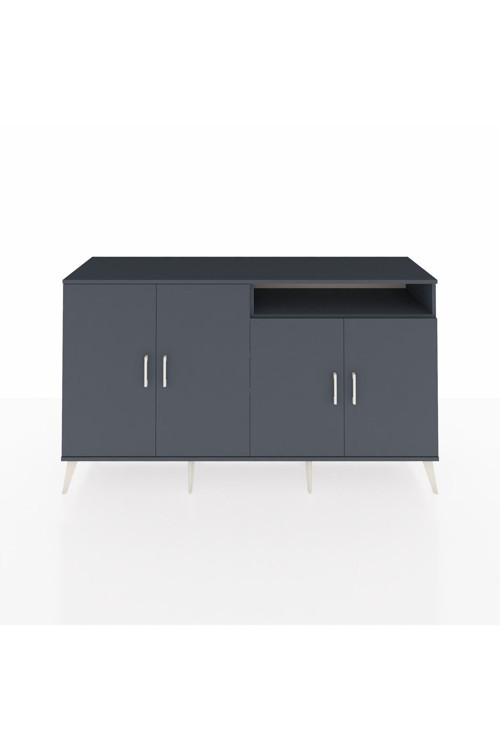 Kronos Konsol 6 Raflı 4 Kapaklı 176x59x99 Antrasit-Antrasit