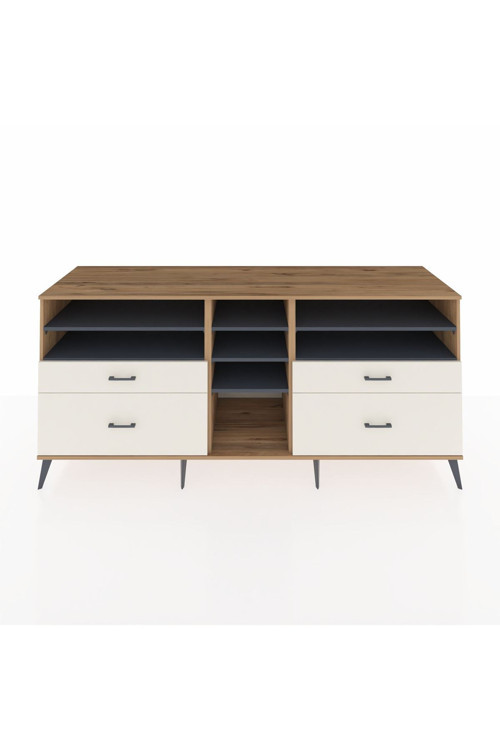 Kronos Konsol 7 Raflı 4 Çekmeceli 220 x 59 x 99 cm Çam - Antrasit - Aytaşı