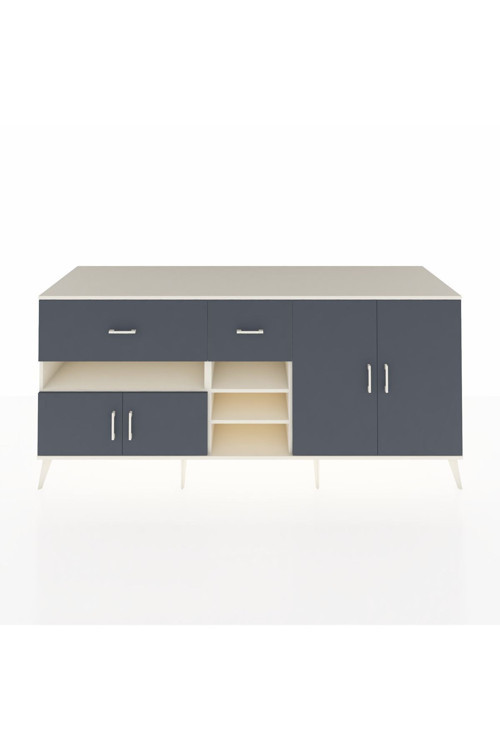 Kronos Konsol 5 Raflı 2 Çekmeceli 4 Kapaklı 220 x 59 x 99 cm Aytaşı - Antrasit - Antrasit