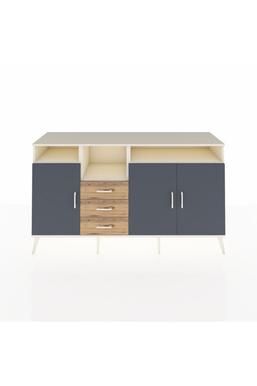 Kronos Konsol 5 Raflı 3 Çekmeceli 3 Kapaklı 176x59x99 Aytaşı-Antrasit/Çam
