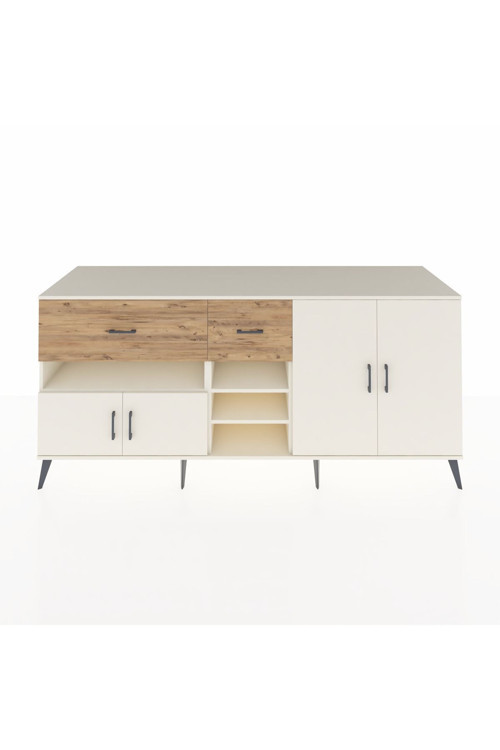 Kronos Konsol 5 Raflı 2 Çekmeceli 4 Kapaklı 220 x 59 x 99 cm Aytaşı - Aytaşı - Çam