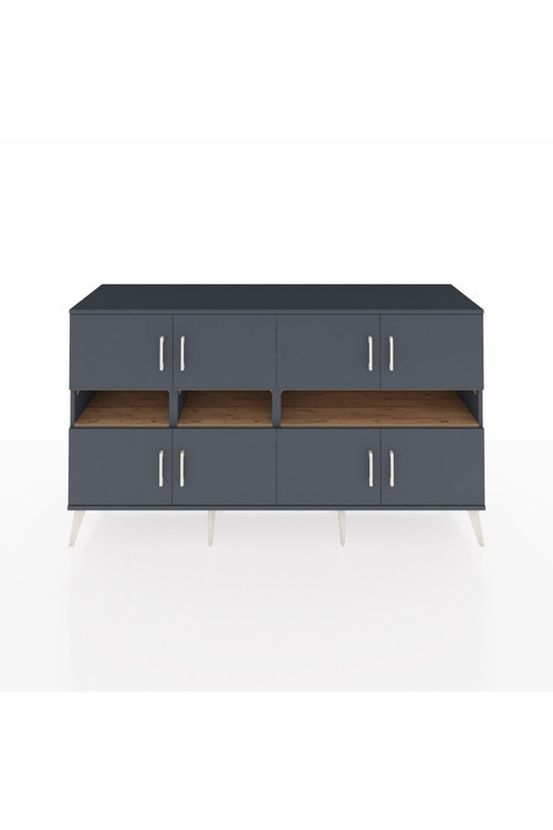 Kronos Konsol 8 Raflı 8 Kapaklı 176 x 59 x 99 cm Antrasit - Antrasit - Çam