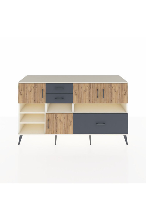 Kronos Konsol 7 Raflı 3 Çekmeceli 4 Kapaklı 176 x 59 x 99 cm Aytaşı - Çam - Antrasit